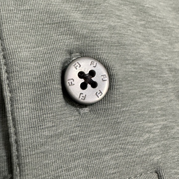 FootJoy Heather Gray and Lime Green Golf Polo Stretch Medium - Picture 5 of 7